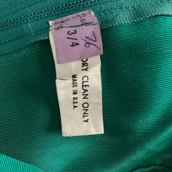 Vintage 80s Green Bow Front Prom Special Occasion Midi Off-Shoulder Dress Sz 3-4 - Picture 8 of 8